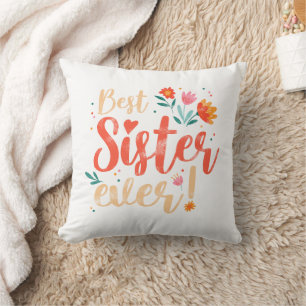 Beste Schwester je Floral Vintag Girls Retro Desig Kissen