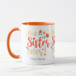 Beste Schwester je Floral Vintag Girls Retro Desig Tasse