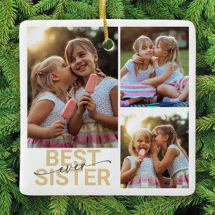 Beste Schwester je Foto Keepake Keramikornament