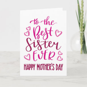 Beste Schwester je Muttertag Typografie in Rosa Karte