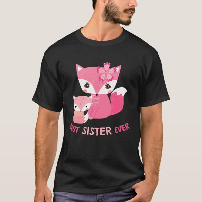 Beste Schwester je Niedlich Fox T-Shirt (Vorderseite)