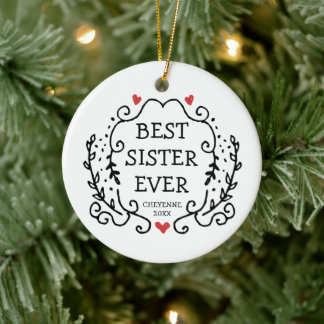 Beste Schwester je Personalisierte Geschwisterfreu Keramik Ornament