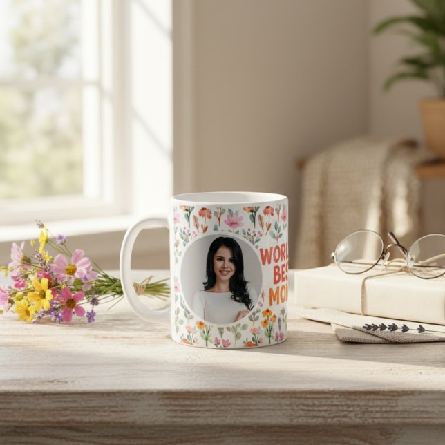 Beste Schwester je Tasse - Feiern Sie Mama mit Blu (Wildflower Boho World's Best Mom Photo Mother's Day Custom Mug)