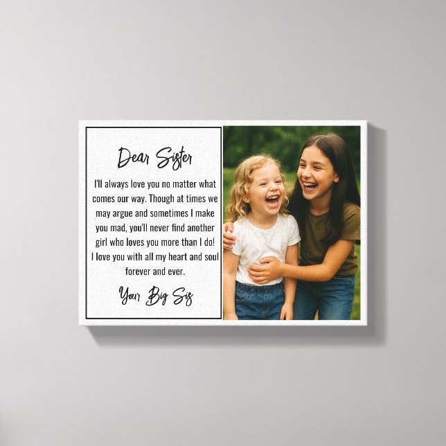 Beste-Schwester-Script-Foto-Collage Leinwanddruck (Vorderseite)