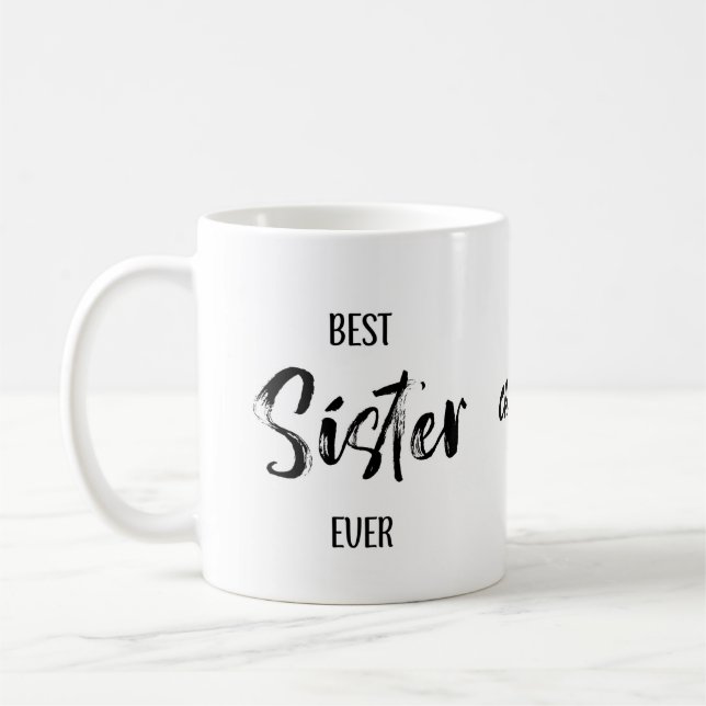 Beste Schwester überhaupt Einfache weiße Tasse (Links)