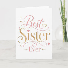Beste Schwester überhaupt Elegante rosa-goldene Ty Karte