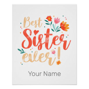 Beste Schwester überhaupt Florales Vintage-Design Poster