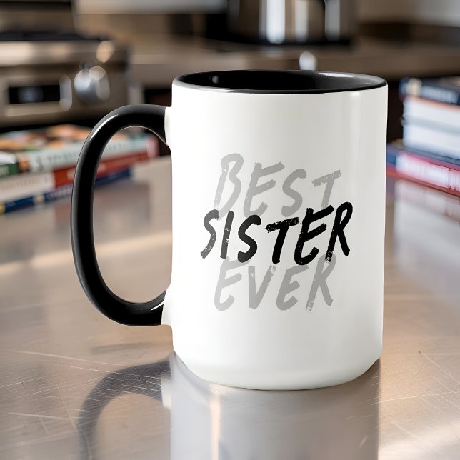 Beste Schwester überhaupt Moderne schwarze und gra Tasse (Von Creator hochgeladen)