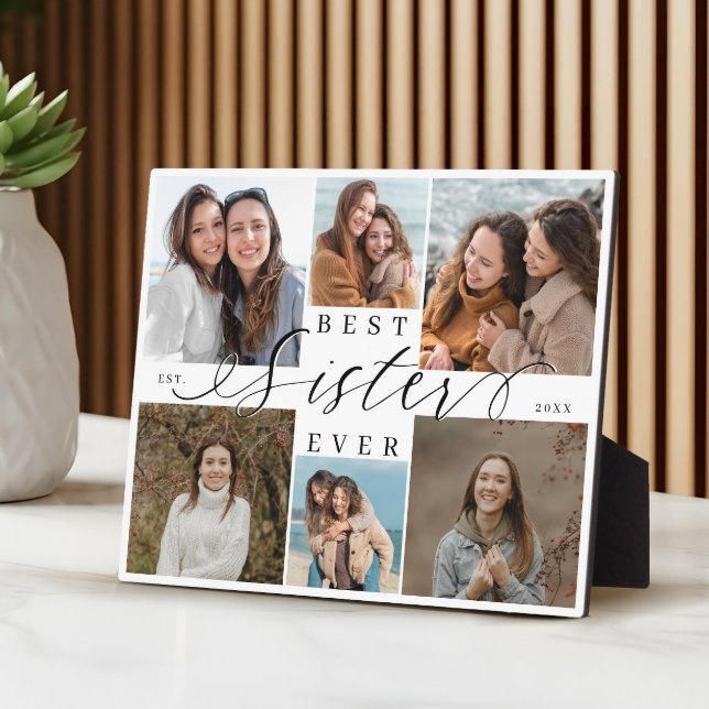 Beste Schwester überhaupt Personalisierte Fotocoll Fotoplatte (Best Sister Ever Script Photo Collage Keepsake Plaque)