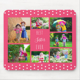 Beste Schwester überhaupt Rosa Fotocollage Mousepad