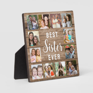 Beste Schwester überhaupt Rustikales Holz 12-Foto- Fotoplatte