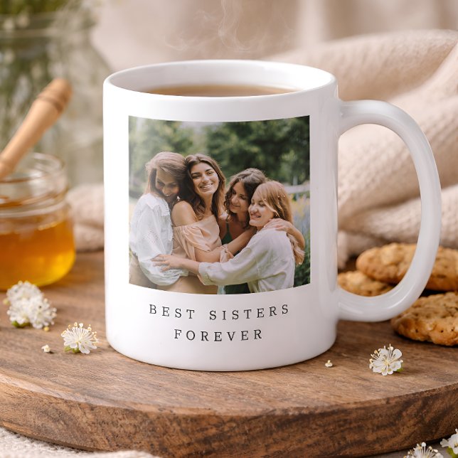 Beste Schwestern für immer, personalisiertes Foto  Kaffeetasse (Von Creator hochgeladen)