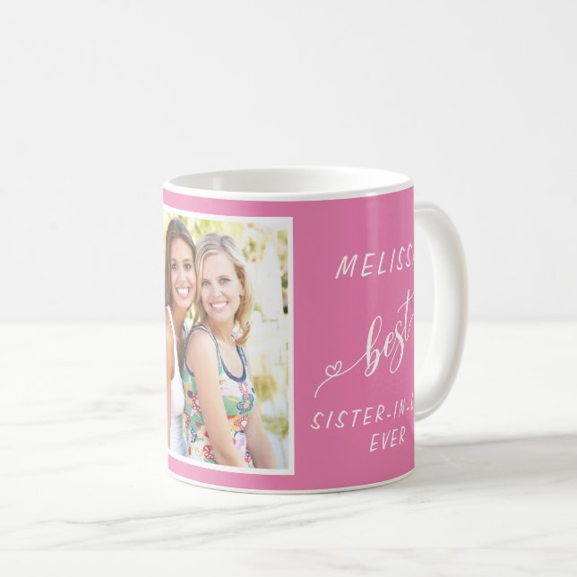 Beste Schwiegermutter je Foto Personalisiert rosa Kaffeetasse (VorderseiteRechts)