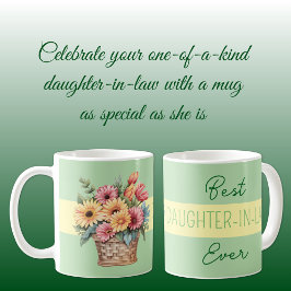 Beste Schwiegertochter aller Zeiten, grüne Blume Kaffeetasse