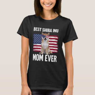 Beste Shiba Inu Mama am 4. Juli Patriotischer Hund T-Shirt