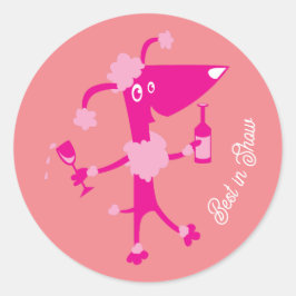 Beste Show Drink Poodle Dog Runder Aufkleber