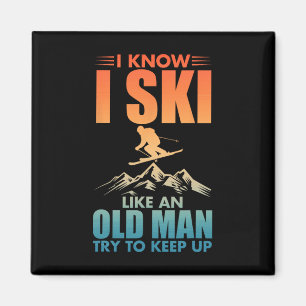 Beste Skikarte für Großvater Skifahren Nordic Skie Magnet