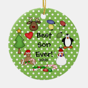 Beste Sohn-überhaupt Weihnachtsverzierung Keramikornament