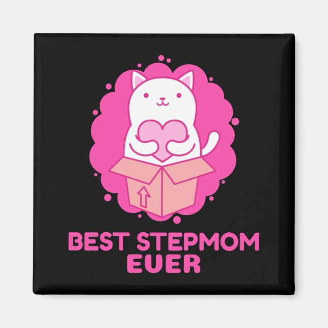 Beste Step-Mama je Katze mit Herz Magnet (Vorne)