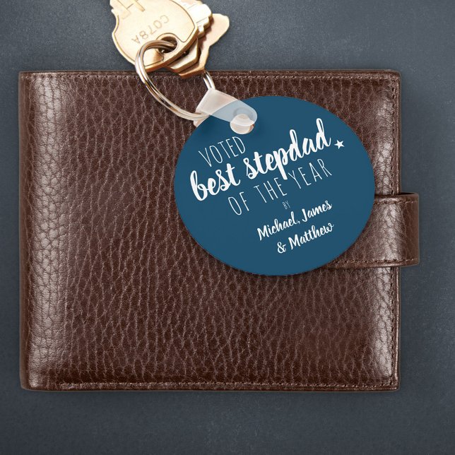 Beste Stepdad des Jahres von .. Blauer Schlüsselan Schlüsselanhänger (Von Creator hochgeladen)