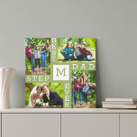 Beste Stepdad je Moss Green 4 FotoCollage Leinwanddruck<br><div class="desc">Personalisierte Leinwand für den Vatertag oder um zu jeder Zeit des Jahres Wertschätzung zu zeigen. Die Fotovorlage ist für Sie ein Set, um 4 Ihrer Lieblingsfotos aus der Familie hinzuzufügen und Sie können auch Ihre gewünschte Initial in der Mitte hinzufügen. Der Wortlaut lautet "Bester Schritt Papa je" in fett weißer...</div>