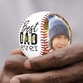 Beste Stepdad je Typografie 2 Foto Schwarz Gold Baseball