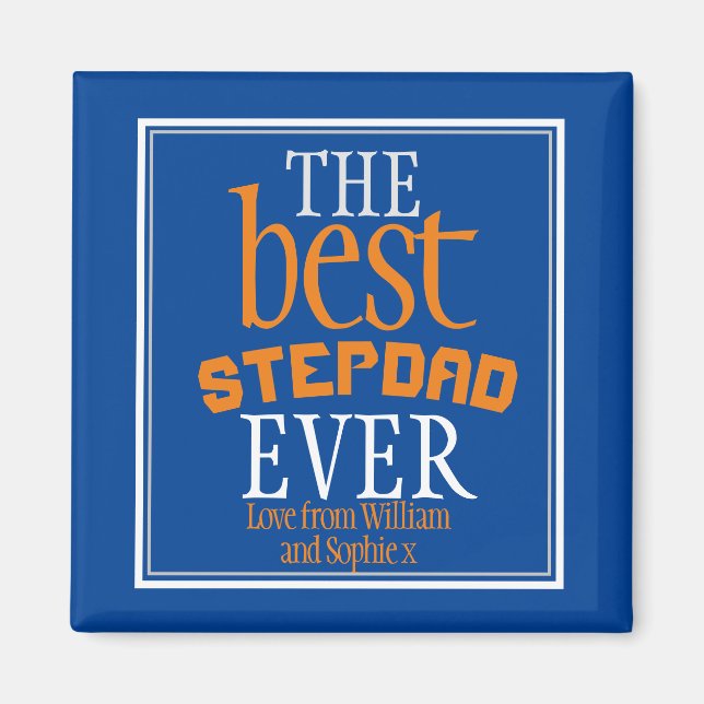 Beste Stepdad je Typografie Blue Magnet (Vorne)