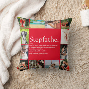 Beste Stepfather Stepdad Foto Collage Red Kissen