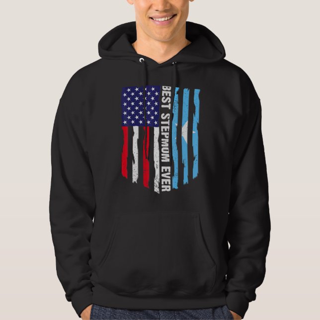 Beste Stepmutter je amerikanische Flagge Grafische Hoodie (Vorderseite)