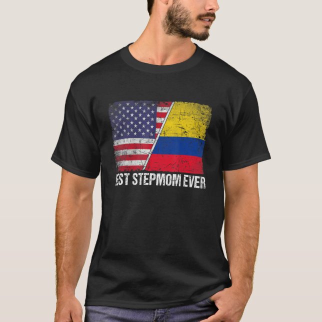 Beste Stepmutter je Muttertag Kolumbien - Flagge T-Shirt (Vorderseite)