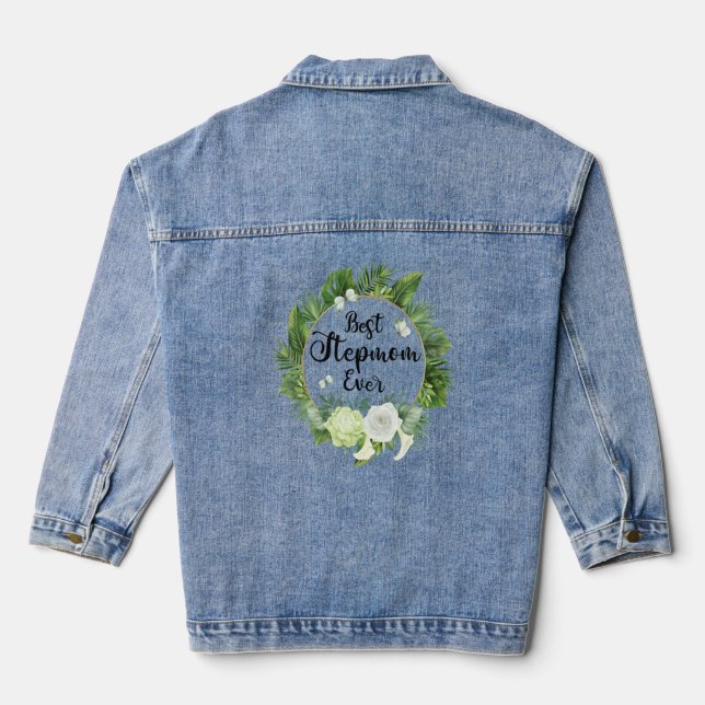 Beste Stepmutter je Women Blume Decoration Step Ma Jeansjacke (Rückseite)