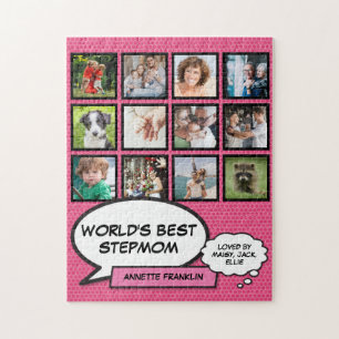 Beste Stiefmutter der Welt 12 Foto Pink Modern Puzzle