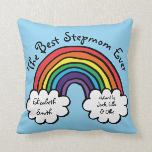 Beste Stiefmutter, jemals Regenbogen Blau Kissen