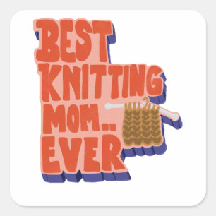 Beste strickende Mutter überhaupt Retro Vintage-Ty Quadratischer Aufkleber