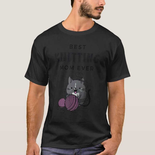 Beste strickende Mutter überhaupt   Strickende Kat T-Shirt (Vorderseite)