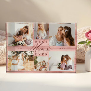 Beste Summe je rosa Holzkörnerkollage Keepake Fotoblock