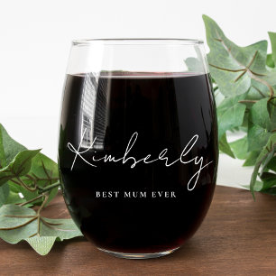 Beste Summe je weißes Script Monogram Weinglas Ohne Stiel