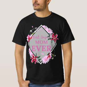 Beste Super Mama je rosa Text mit Roter Blume Gra T-Shirt