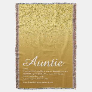 Beste Tante Auntie Definition Gold Glitter Decke