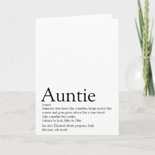 Beste Tante der Welt, Definition Tante Karte