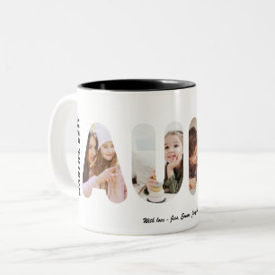 Beste Tante der Welt, individuelles Wort-Foto-Coll Zweifarbige Tasse