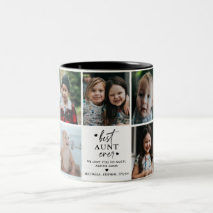 Beste Tante je 7-Foto Collage Persönliche Nachrich Zweifarbige Tasse
