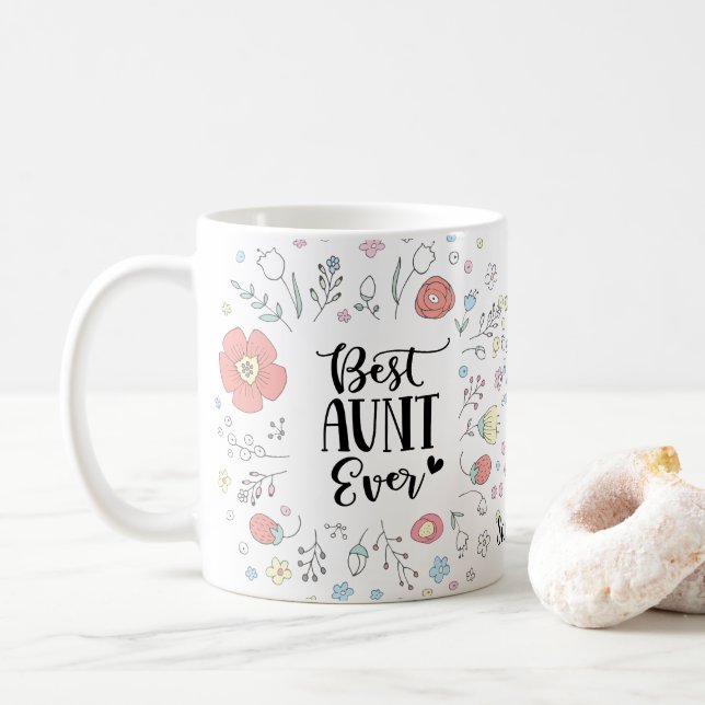 Beste Tante je farbiges Blumenzitz Kaffeetasse (Mit Donut)