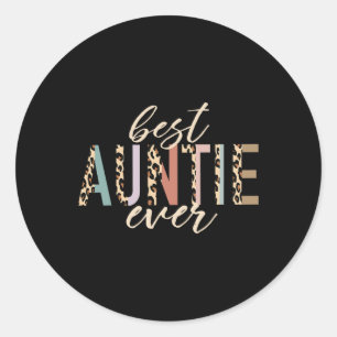 Beste Tante je Geschenke Tante Leopard Print Mütte Runder Aufkleber