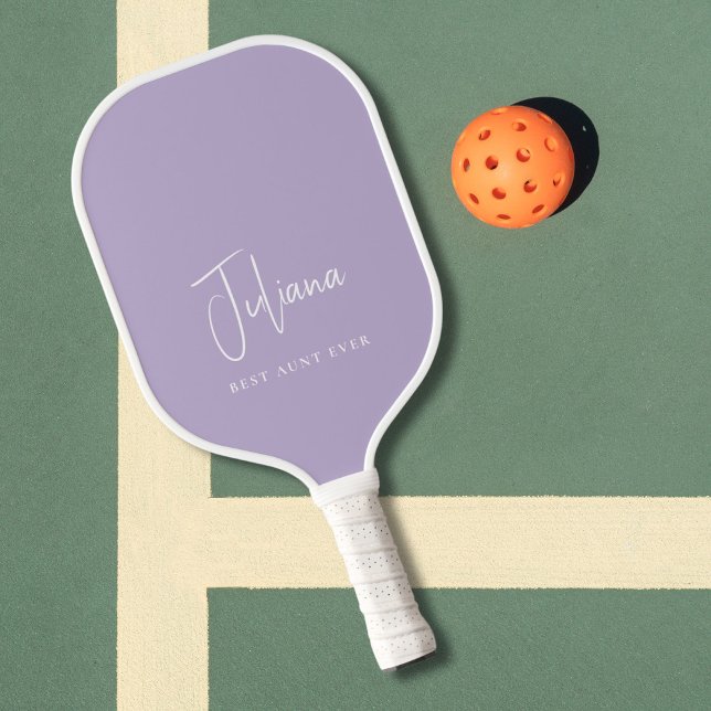 Beste Tante je Monogram Script-Lavendel Pickleball Schläger (Von Creator hochgeladen)