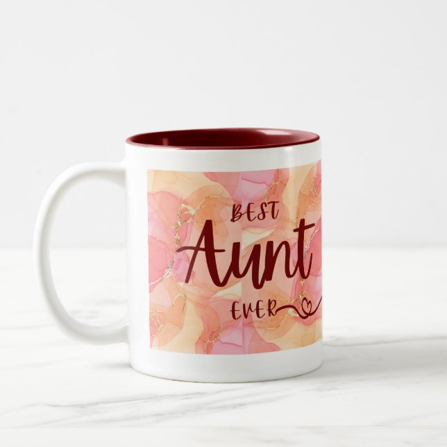 Beste Tante je Multicolor Rosa Zweifarbige Tasse (Links)