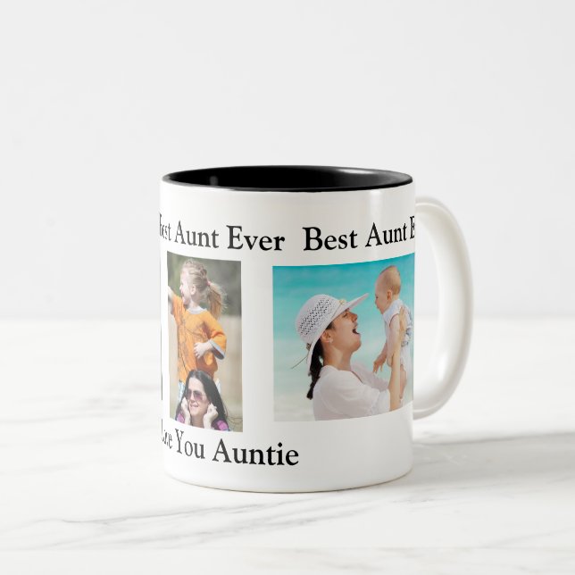 Beste Tante je | PERSONALISIERTES FOTO Zweifarbige Tasse (VorderseiteRechts)