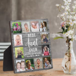 Beste Tante je rustikales graues Holz 12 FotoColla Fotoplatte<br><div class="desc">Erstellen Sie Ihre eigene Collage-Plakette mit 12 Ihrer Lieblingsfotos auf einem holztexturierten Hintergrund.Personalisieren Sie Ihre Fotos mit familiären Fotos . Schenkt der Lieblingssante zum Geburtstag,  Feiertage und zum Vater ein wertvolles Sake-Geschenk.</div>