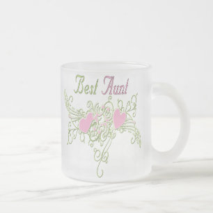 Beste Tante Swirling Hearts Mattglastasse
