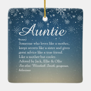 Beste Tante, Tante definiert Schneeflocken Keramikornament